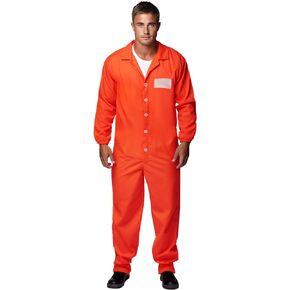 Orange Prisoner Jumpsuit Costume Unisex Adult Inmate Halloween Costume Jail Criminal Outfit
