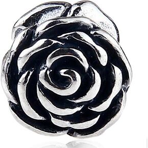 Rose Charm 925 Sterling Silver Flower Beads fit for DIY Charms Bracelets
