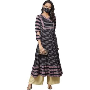 Yash Gallery Women's Rayon Printed Anarkali Kurta