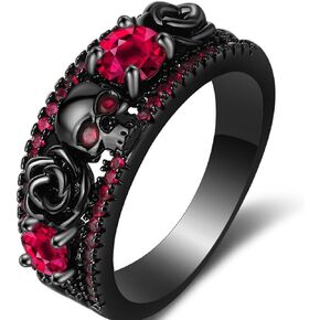 Retro Vintage Stainlless Steel Black Gold Plated Gothic Skull Hallloween Biker Ring