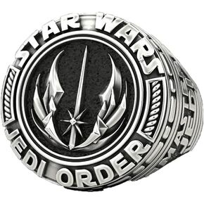 خاتم رمز جيدي للرجال، خاتم Master Jedi Signet رمز ماندالوريان Jedi Order Galactic Empire Rebel Alliance الجمجمة رمز خواتم مجوهرات كلاسيكية إكسسوارات مثالية لعيد الأب in Kuwait