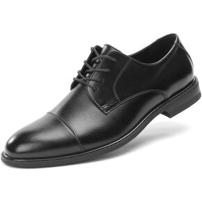 Cusolemore Mens Classic Dress Oxfords, Wingtip Prince Modern Formal Lace Up Shoes, Round Toe, TPR Outsole