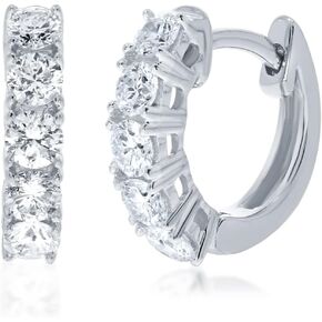 أقراط لا جويا لاب جرون هوجي هوب الماسية الصغيرة | طوق من الألماس والذهب الأصفر المطلي بالفضة الإسترليني | هدية مجوهرات الماس المثالية in Kuwait