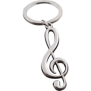 Z24-B Silver Music Note Charm Pendant Keychain Key Ring