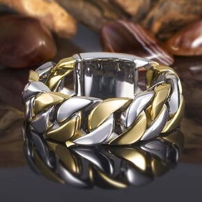 Cuteshop Fashion Personalized Gold Silver 7mm Hip Hop Cuban Link Ring For Hip Hop Women Men