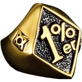 Mens Stainless Steel 1% er One Percent Outlaw Motorcycle Biker Ring Size 8-13