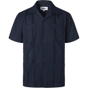 VATPAVE Mens Embroidered Cuban Guayabera Shirts Casual Button Down Short Sleeve Beach Shirts