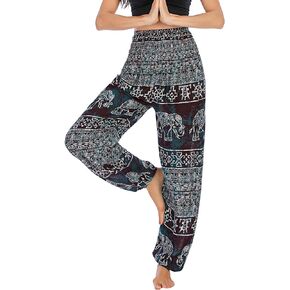 Lu's Chic Women's Tie Dye Harem Pants Thai Smocked Waist Dancing Loose Comfy Long Hippie Pants