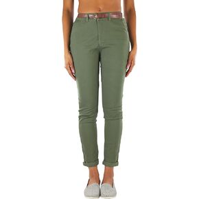 ToBeInStyle Women's Belted Bengaline Ankle Length Pants