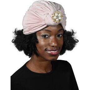 Ladies Headscarves Turban with Gold Pearl Diamond