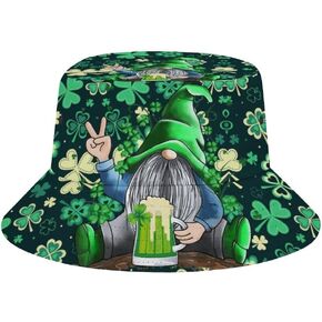 Suyxkop عيد القديس باتريك Leprechaun البيرة محظوظ شامروك دلو للطي عكسها صياد السفر الشاطئ Sunhat أغطية الرأس