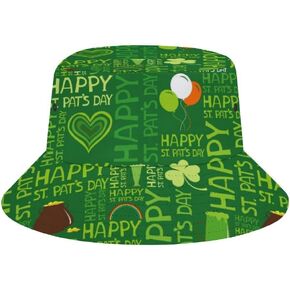 Suyxkop St. Patrick's Day Leprechaun Beer Lucky Shamrock Bucket Folding Reversible Fisherman's Travel Beach Sunhat Headwear