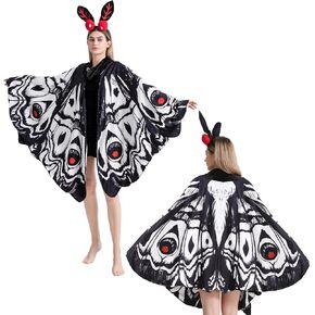 AIYOUYIYA 𝗠𝗼𝘁𝗵𝗺𝗮𝗻 𝗖𝗼𝘀𝘁𝘂𝗺𝗲 𝗠𝗼𝘁𝗵 𝗕𝘂𝘁𝘁𝗲𝗿𝗳𝗹𝘆 𝗪𝗶𝗻𝗴𝘀 Cape Adult with Headband Halloween Party in Kuwait