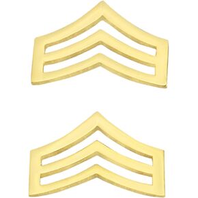 Smith & Warren 3/4" H x 1" W Sergeant Chevron Collar Brass Rank Insignia Gold Finish Police Military Uniform Pin