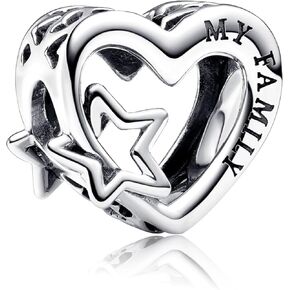 925 Sterling Silver Charms Bracelet Necklace Roses Forever Love Infinity Heart Family Charm Sparkling Star Clip Pendant Beads Jewellery Gift for Women Girls at Christmas,Birthday in Kuwait