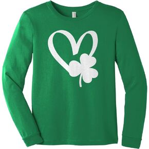 Threadrock Kids St Patricks Day Shamrock Heart Youth Long Sleeve T-Shirt