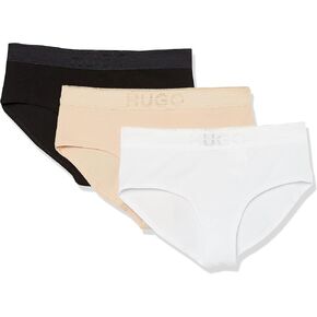 سراويل داخلية نسائية من HUGO مكونة من 3 قطع من القطن بشعار متناغم وقابلة للتمدد