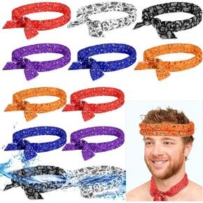 12 Pcs Ice Cooling Scarf Cooling Neck Bandana Cooling Neck Wraps Cooling Headband Summer Cooling Bandana for Men Women Outdoor Activities, Multicolored