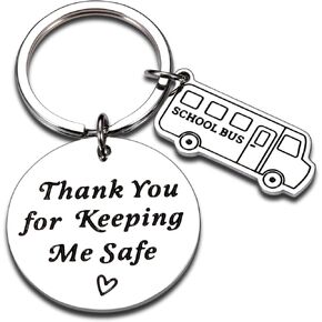 Bus Driver Appreciation Gift Keychain for Men Women School Driver Thank You for Keeping Me Safe School Bus Driver Thank You Gifts for Him Her Birthday Graduation Gifts School Bus Drivers Day Gifts