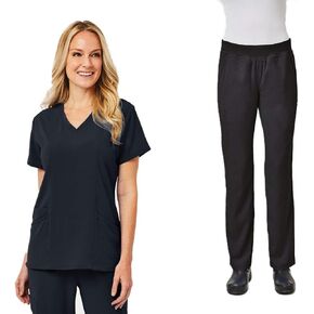 IMAGE BY ALEXANDERS UNIFORMS IM1910 Women's 3-Panel V-Neck Top & Yoga Pant Scrub Set | Luxuriously Soft & Flexible