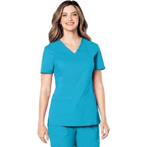 Landau Prewashed Tailored Fit Comfort Stretch 2-Pocket Scrub Top for Women 4125