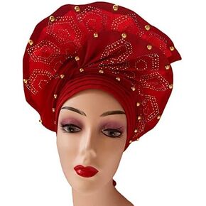 Nigerian Luxury Headtie, African Headtie Women Headbands Head Wrap Turban Cap Auto Gele Headties Headscarf Headgear For Party