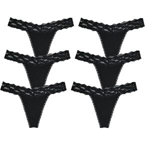 Umiehary 10 Pieces Low Rise V Shape Lace & Cotton Breathable T Back Women Thongs