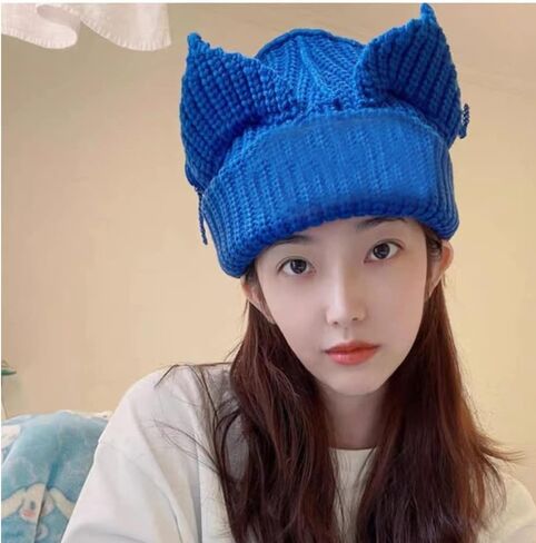 Vintage Beanies Crochet Hats for Women Cat Beanie Women Fox Hat Grunge Accessories Slouchy Beanies for Women in Kuwait
