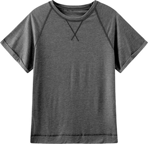ayreus Women's Casual Short Sleeve T Shirts Crewneck Raglan Tees Side Split Summer Tunic Tops (1-Dark Grey,Medium) in Saudi Arabia