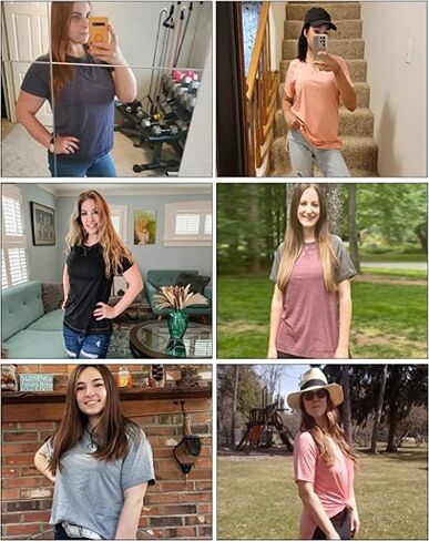 ayreus Women's Casual Short Sleeve T Shirts Crewneck Raglan Tees Side Split Summer Tunic Tops (1-Dark Grey,Medium) in Saudi Arabia