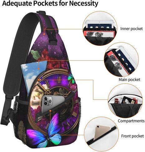 حقيبة Steampunk Sling حقيبة كروس على الصدر Daypack حقيبة ظهر كاجوال حقيبة كتف على مدار الساعة للسفر والمشي لمسافات طويلة in Kuwait