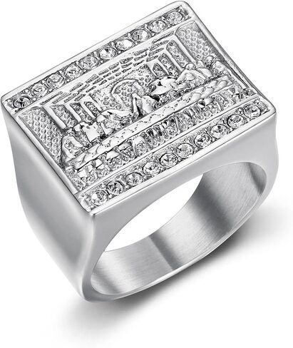 ICED OUT Ring for men Wedding Rings for Men Thirteen Apostles ring The Last Supper Religion ring Radiant Rings for Women Bling Iced Out Jewelry Christian Ring Club ring Heavy Metal ring in Saudi Arabia
