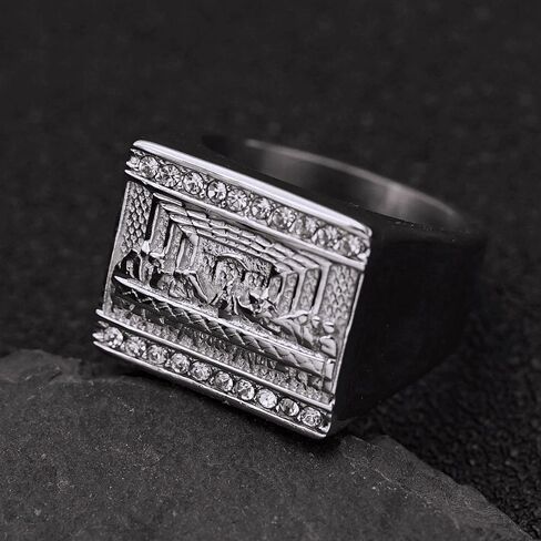 ICED OUT Ring for men Wedding Rings for Men Thirteen Apostles ring The Last Supper Religion ring Radiant Rings for Women Bling Iced Out Jewelry Christian Ring Club ring Heavy Metal ring in Saudi Arabia
