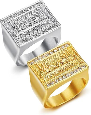 ICED OUT Ring for men Wedding Rings for Men Thirteen Apostles ring The Last Supper Religion ring Radiant Rings for Women Bling Iced Out Jewelry Christian Ring Club ring Heavy Metal ring in Saudi Arabia