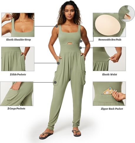 Casei Jumpsuits for Women Casual Summer Rompers Sleeveless Loose Strap Baggy Overalls Jumpers with Pockets in Saudi Arabia