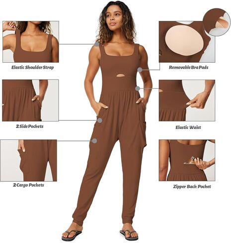 Casei Jumpsuits for Women Casual Summer Rompers Sleeveless Loose Strap Baggy Overalls Jumpers with Pockets in Saudi Arabia