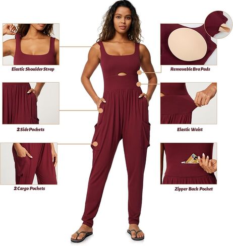 Casei Jumpsuits for Women Casual Summer Rompers Sleeveless Loose Strap Baggy Overalls Jumpers with Pockets in Saudi Arabia