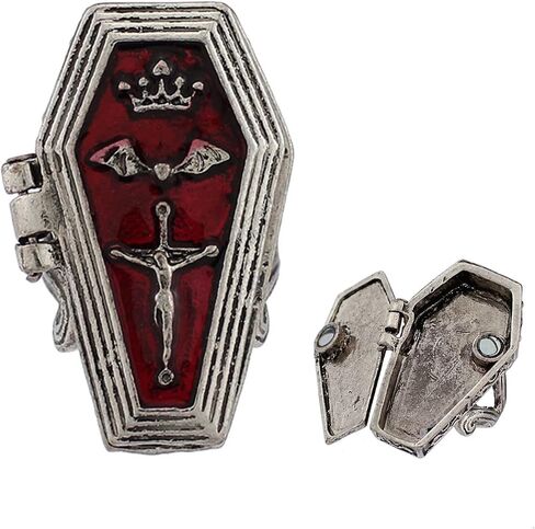 Vintage Openable Vampire Coffin Ring - Gothic Style Casket Ring for Vampire Cosplay and Halloween Jewelry in Saudi Arabia
