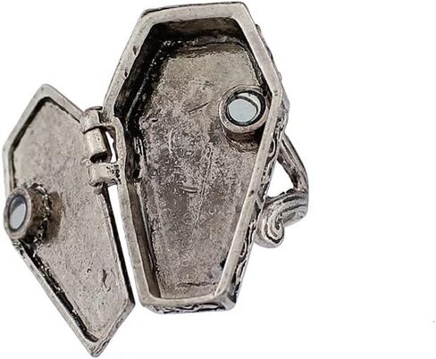 Vintage Openable Vampire Coffin Ring - Gothic Style Casket Ring for Vampire Cosplay and Halloween Jewelry in Saudi Arabia