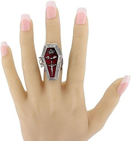 Vintage Openable Vampire Coffin Ring - Gothic Style Casket Ring for Vampire Cosplay and Halloween Jewelry in Saudi Arabia