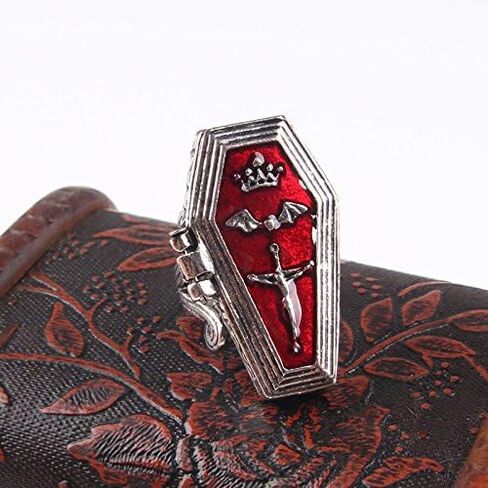 Vintage Openable Vampire Coffin Ring - Gothic Style Casket Ring for Vampire Cosplay and Halloween Jewelry in Saudi Arabia