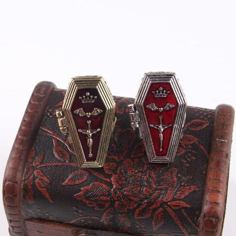 Vintage Openable Vampire Coffin Ring - Gothic Style Casket Ring for Vampire Cosplay and Halloween Jewelry in Saudi Arabia