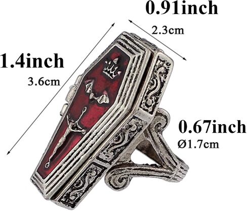 Vintage Openable Vampire Coffin Ring - Gothic Style Casket Ring for Vampire Cosplay and Halloween Jewelry in Saudi Arabia