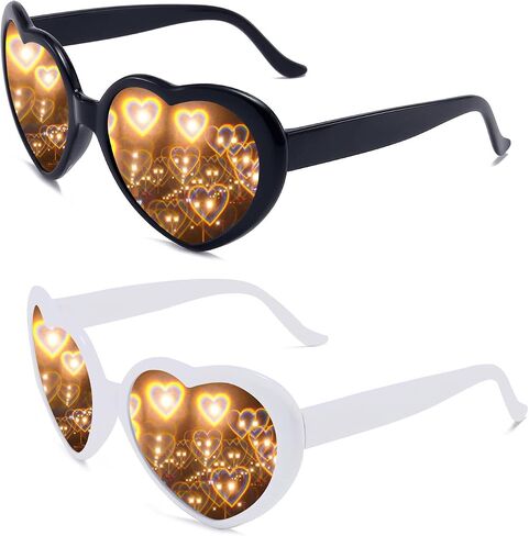 Dollger Heart Sunglasses Heart Effect Diffraction Glasses Festival Accessories Party Rave Lights Glasses Love Gift in Saudi Arabia