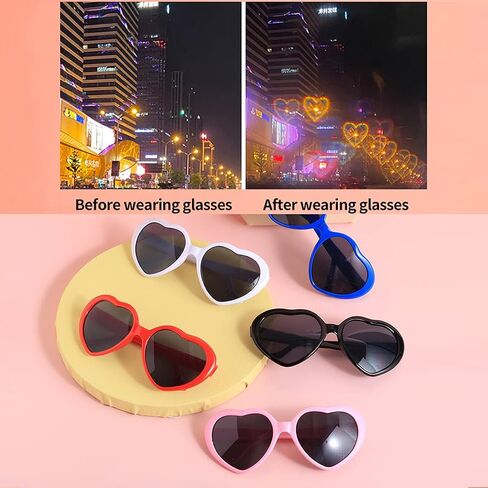 Dollger Heart Sunglasses Heart Effect Diffraction Glasses Festival Accessories Party Rave Lights Glasses Love Gift in Saudi Arabia