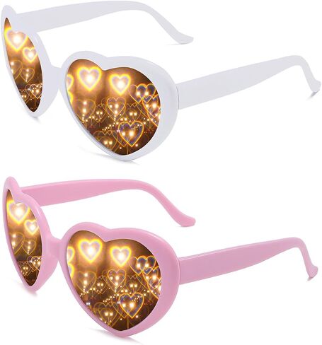 Dollger Heart Sunglasses Heart Effect Diffraction Glasses Festival Accessories Party Rave Lights Glasses Love Gift in Saudi Arabia