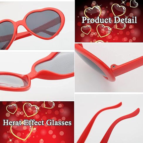Dollger Heart Sunglasses Heart Effect Diffraction Glasses Festival Accessories Party Rave Lights Glasses Love Gift in Saudi Arabia