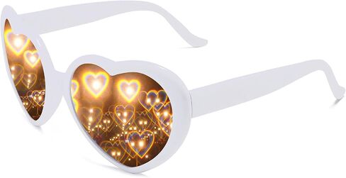 Dollger Heart Sunglasses Heart Effect Diffraction Glasses Festival Accessories Party Rave Lights Glasses Love Gift in Saudi Arabia