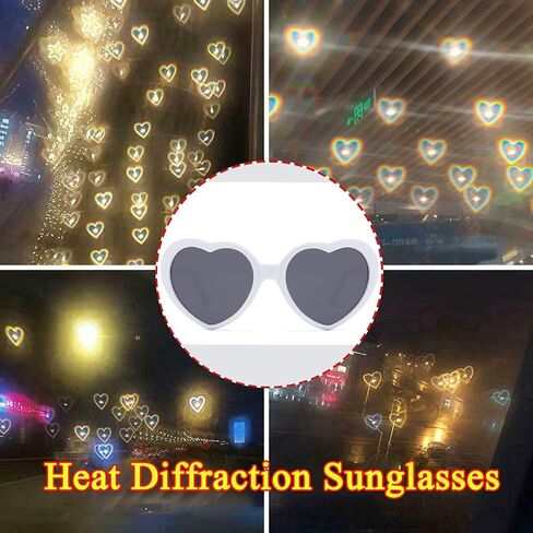 Dollger Heart Sunglasses Heart Effect Diffraction Glasses Festival Accessories Party Rave Lights Glasses Love Gift in Saudi Arabia