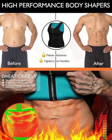 NonEcho Men Sauna Vest Hot Sweat Waist Trainer Corset Neoprene Tank Top Shapewear Slimming Shirt Workout Suit in Saudi Arabia